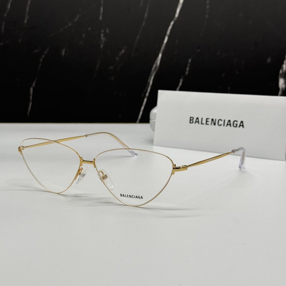 NEW BALENCIAGA BB0015O 003 CAT EYE GOLD WOMEN EYEGLASSES BALENCIAGA - Picture 1 of 10